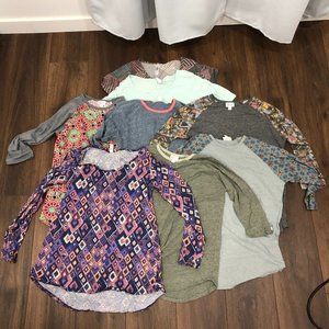 LULAROE Tee Pullover 3/4 Sleeve Casual Everyday Shirts Womens Sz S LOT OF 8 - D